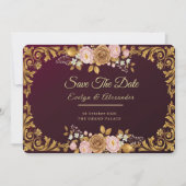 Elegante königliche Blumen-„Save-the-Date“-Vorlage Save The Date (Vorderseite)