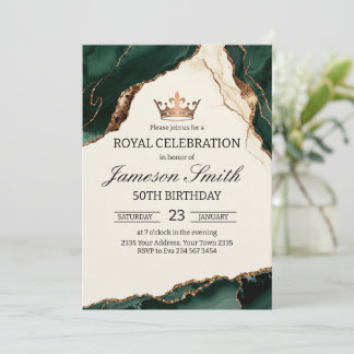 Elegante königliche Feier Grün und Gold Geburtstag Einladung