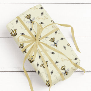 Elegante königliche goldene Kronenköniginnenbiene Geschenkpapier