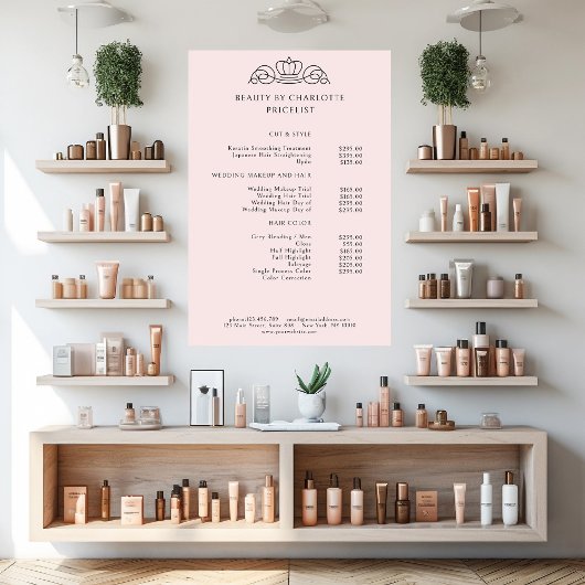 Elegante, königliche, hellrosa Preisliste Poster