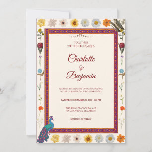 Elegante königliche indische Pfauen-Hochzeitseinla Einladung