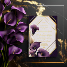 Elegante königliche lila und goldene Calla-Lily-Ho