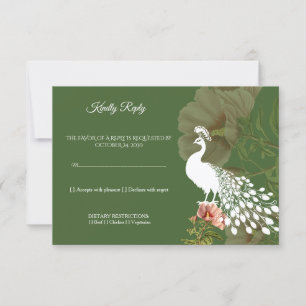 Elegante königliche Pfauen-Grün-Blumen-RSVP-Karte Einladung