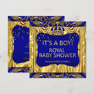 Elegante königliche Prinz Baby Shower Blau Gold Ei Einladung