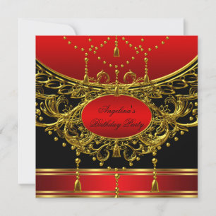 Elegante königliche rote goldene Geburtstagsfeier Einladung