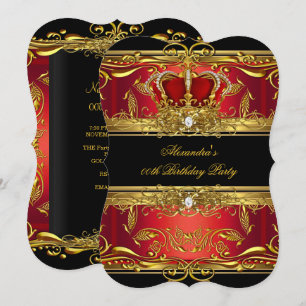 Elegante königliche rote schwarze goldene Königinn Einladung