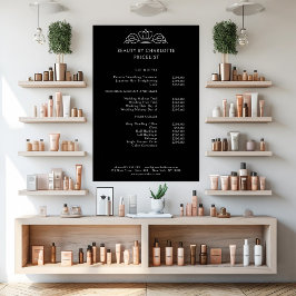 Elegante, königliche, schwarze Preisliste Poster