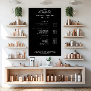Elegante, königliche, schwarze Preisliste Poster
