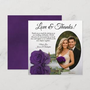 Elegante königliche violette Rose oval Foto Hochze Dankeskarte