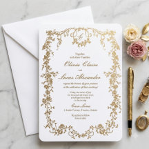 Elegante königliche weiße und goldene Hochzeit mit