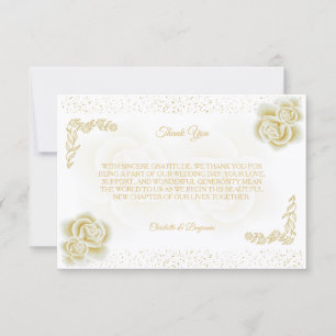 Elegante königliche Weißgold-Rosen-Dankeskarte Einladung