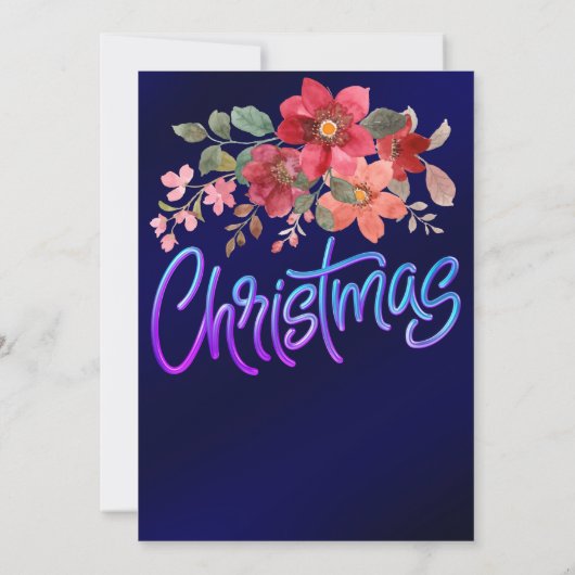 Elegante königsblaue blühende Imitate Silber Weihn Einladung (Rückseite)