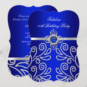 Elegante königsblaue Diamant-Perlen-Geburtstagsfei Einladung