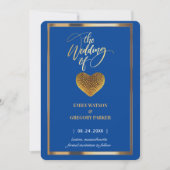 Elegante königsblaue, goldene Rahmenhochzeit Save The Date (Vorderseite)