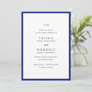 Elegante königsblaue moderne Hochzeitsmonogramm Save The Date