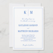 Elegante königsblaue Monogramm-Hochzeit  Einladung (Vorderseite)