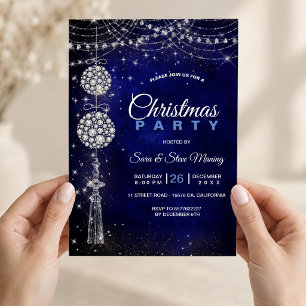 Elegante königsblaue Ornamente Weihnachten chic Einladung