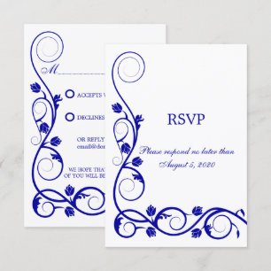 Elegante königsblaue Schwünge RSVP Karte