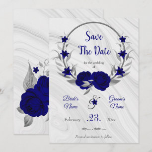 elegante königsblaue silbergraue Blüte rettete das Save The Date