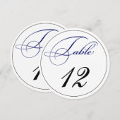 Elegante königsblaue Tischnummern-Schriftkarten ru Einladung (Vorne/Hinten)