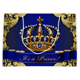 Elegante königsblaue und goldene Prinzen-Baby-Part Große Geschenktüte