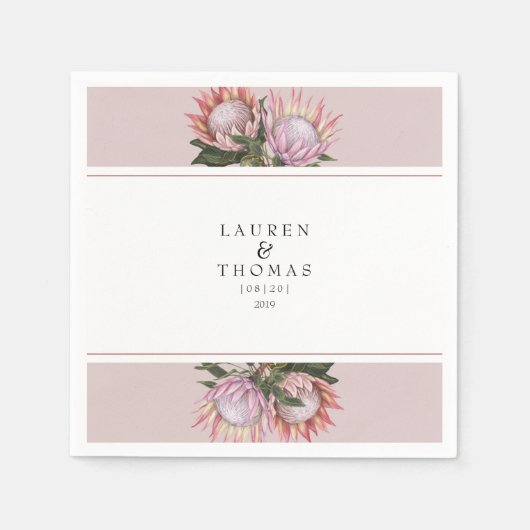 Elegante Königsprotea Blume Napkins Serviette (Vorderseite)