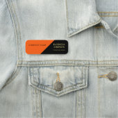 Elegante Kontrastfarben: fein schwarz und orange Namensschild (Beispiel)