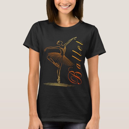 Elegante Kontur eines Darstellenden Ballerina T-Shirt (Vorderseite)