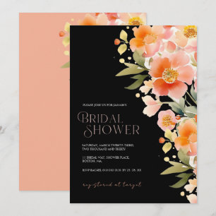 Elegante Korallen-Blumen-Braut-Dusche Einladung