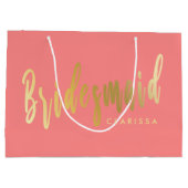 Elegante Korallen & Goldmedaille Große Geschenktüte (Rückseite)