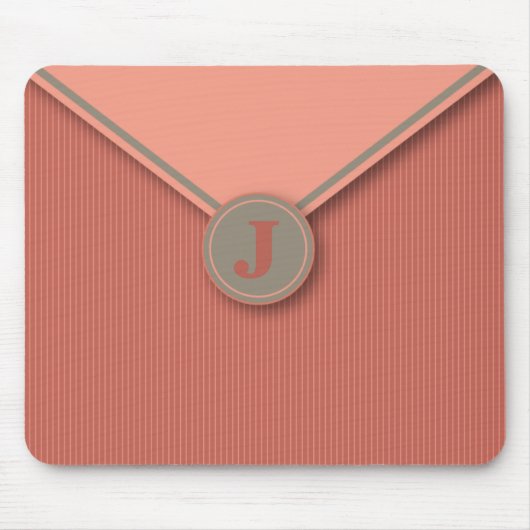 Elegante Korallen Personalisiert Mit Monogramm Mou Mousepad (Vorne)
