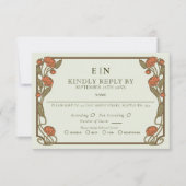 Elegante Korallen-Pfingstrose Art Nouveau Floral H RSVP Karte (Vorderseite)