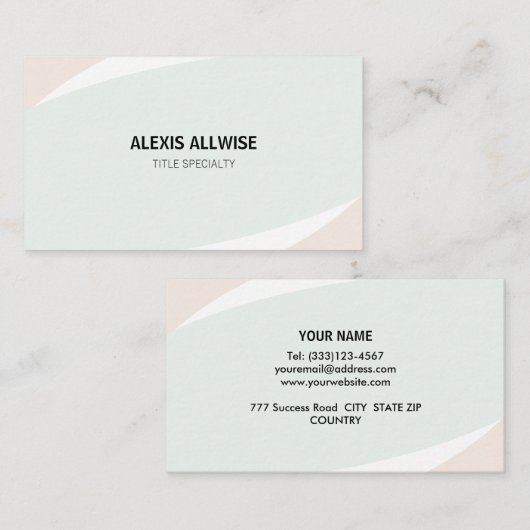 Elegante Korallen Rosa Minze & Weiß Visitenkarte (Vorne/Hinten)