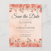 Elegante Korallen Rose Aquarell Peach Floral Ankündigungspostkarte (Vorderseite)