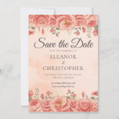Elegante Korallen Rose Aquarell Peach Floral Save The Date (Vorderseite)