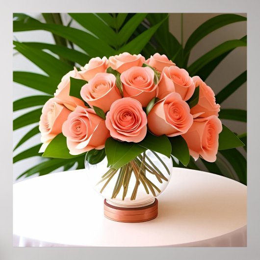 Elegante Korallen-Rose Poster (Vorne)
