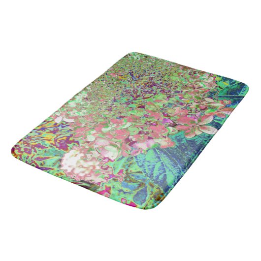 Elegante Korallen und Chartreuse Limelight Hydrang Badematte (Schrägansicht)