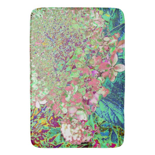 Elegante Korallen und Chartreuse Limelight Hydrang Badematte (Vorderseite Vertikal)