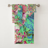 Elegante Korallen und Chartreuse Limelight Hydrang Badhandtuch Set (Insitu)