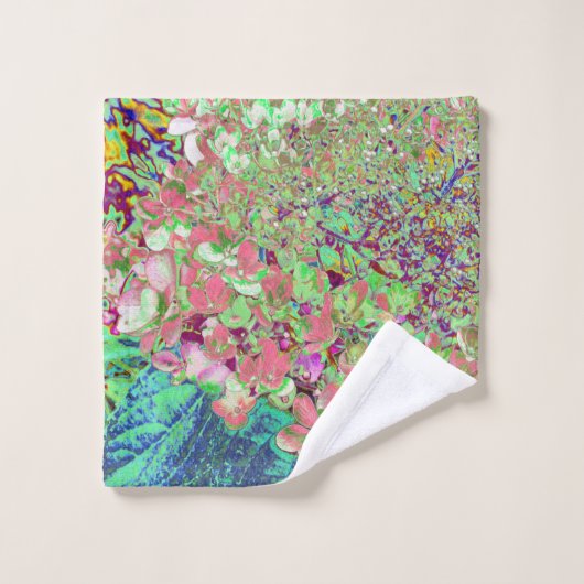 Elegante Korallen und Chartreuse Limelight Hydrang Badhandtuch Set (Waschlappen)