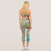 Elegante Korallen und Chartreuse Limelight Hydrang Capri Leggings (Rückseite)