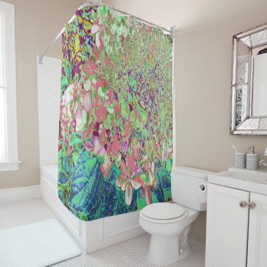 Elegante Korallen und Chartreuse Limelight Hydrang Duschvorhang (Beispiel)