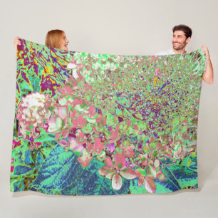 Elegante Korallen und Chartreuse Limelight Hydrang Fleecedecke