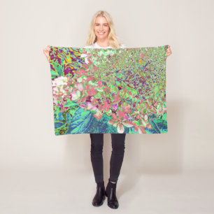 Elegante Korallen und Chartreuse Limelight Hydrang Fleecedecke
