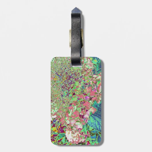 Elegante Korallen und Chartreuse Limelight Hydrang Gepäckanhänger (Rückseite vertikal)