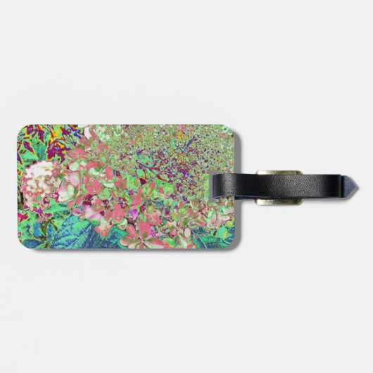 Elegante Korallen und Chartreuse Limelight Hydrang Gepäckanhänger (Rückseite horizontal)