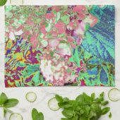 Elegante Korallen und Chartreuse Limelight Hydrang Geschirrtuch (Gefaltet)