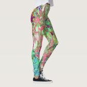 Elegante Korallen und Chartreuse Limelight Hydrang Leggings (Rechts)
