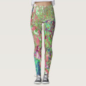 Elegante Korallen und Chartreuse Limelight Hydrang Leggings (Vorderseite)