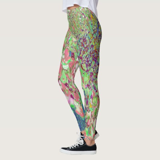 Elegante Korallen und Chartreuse Limelight Hydrang Leggings (Links)